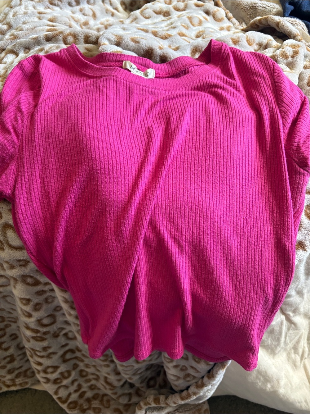 Bozzolo Hot Pink Ribbed Crop Top